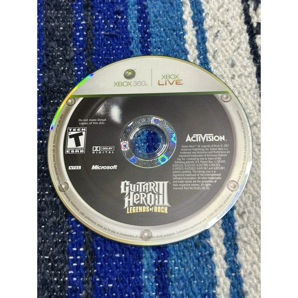 Guitar Hero III: Legends of Rock (Microsoft Xbox 360, 2007) Works